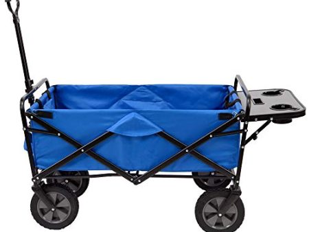 Mac Sports Collapsible Folding Outdoor Utility Wagon with Side Table - Blue Online