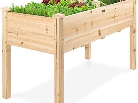 Best Choice Products 48x24x30in Raised Garden Bed, Elevated Wood Planter Box Stand for Backyard, Patio, Balcony w Bed Liner, 200lb Capacity For Cheap