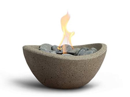 Terra Flame Tabletop Fire Bowls – Beige Table Top Fire Bowl for Indoor and Outdoor, Portable Fireplace and Table Top Fire Pit for Patio, Wave Design Centrepiece For Cheap