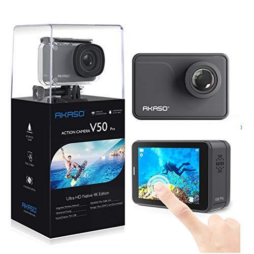 AKASO V50 Pro Native 4K30fps 20MP WiFi Action Camera with EIS Touch Screen 100 feet Waterproof Camera Web Camera Support External Mic Remote Control Sports Camera with Helmet Accessories Kit Online Sale