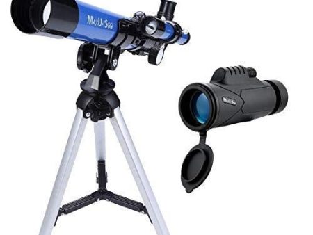 MaxUSee Kids Telescope 400x40mm with Finder Scope for Kids & Beginners + Portable 10X42 HD Monocular with BAK4 Prism FMC Lens for Moon Viewing Bird Watching Wildlife Scenery Cheap