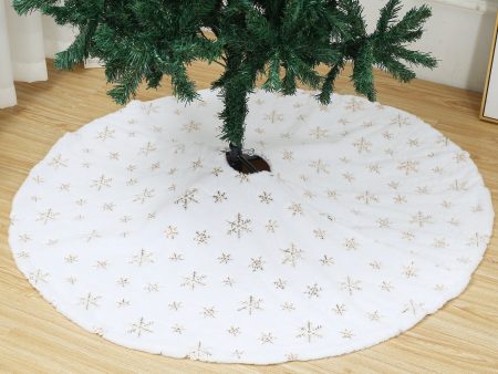 48 Inch Large White Chritsmas Tree Skirt with Gold Snowflake Online