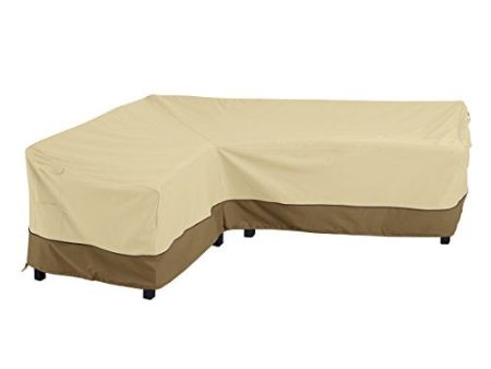 Classic Accessories 55-881-011501-RT Facing, Large Veranda Patio L-Shaped Sectional Sofa Cover, Left, Pebble, Patio Furniture Covers For Discount