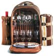 Picnic Backpack Bag for 4 Person With Cooler Compartment, Detachable Bottle Wine Holder, Fleece Blanket, Plates and Cutlery Set Perfect for Outdoor, Sports, Hiking, Camping, BBQs(Coffee) Discount