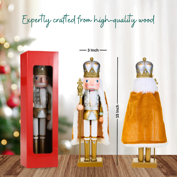 15 Inch Traditional Wooden Nutcracker for Christmas Decorations Fashion